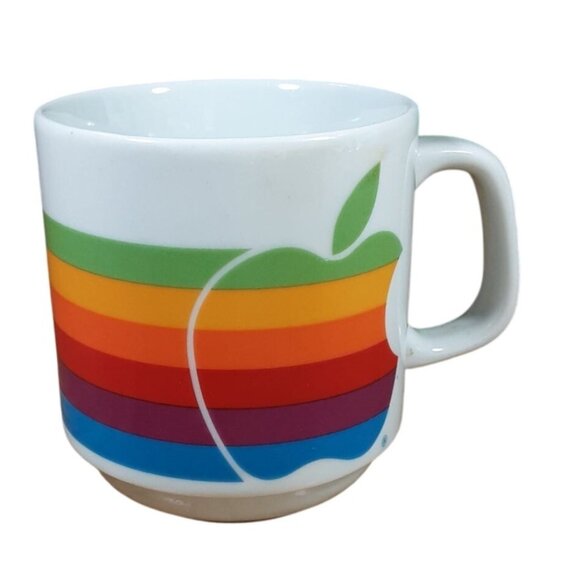 Vintage Apple Computer Logo 80's Mug Papel Rainbow MacIntosh Lisa Coffee Cup - Picture 1 of 14